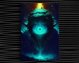 Evil Eye Monster Stretched Canvas, Framed and Unframed, 10K Hyper Resolution Titan God Wall Art