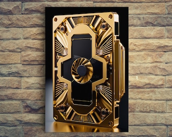 Gold Grafik Grafik Grafik Grafik gedehnte Leinwand, Grafik-CPU-Technologie gerahmt und ungerahmt, moderne Wandkunst