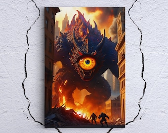 Cyclops Monster Stretched Canvas, Framed and Unframed, 10K Hyper Resolution Wall Art, Apocalypse