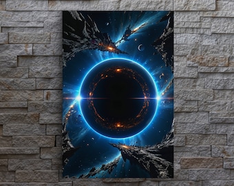 Black Hole Dimension Stretched Canvas, Outer Space, Cosmic Universe Portal, Framed and Unframed, 10K Hyper Resolution Wall Art