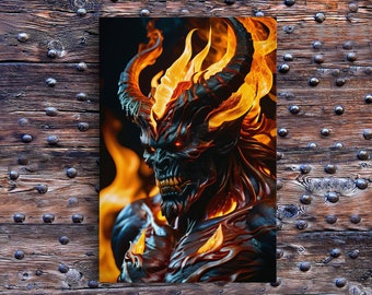 Dämon Kunst gespannte Leinwand, gruselige Halloween Süßes oder Saures, Teufel gerahmt und ungerahmt, gruseliger Kunstdruck