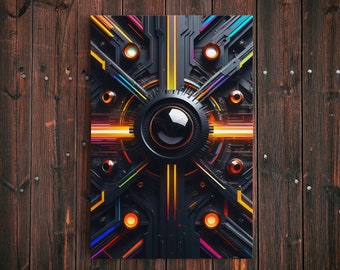 Cyborg Wall Cyberpunk Tech Gestreckte Leinwand, gerahmt und ungerahmt, futuristisches Wandkunstdekor