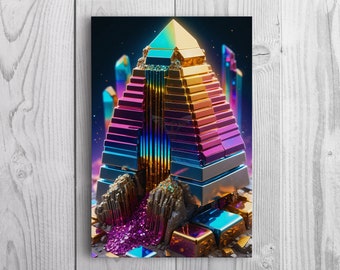 Bismut Rock Pyramide, Leinwand, Bunter Regenbogendruck, gerahmte und ungerahmte Wanddekoration, moderne Kunst