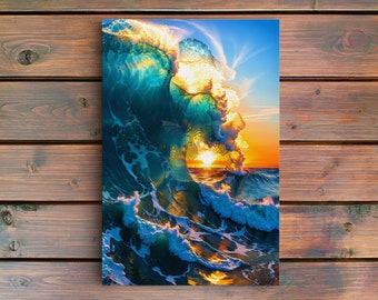 Ocean Wave Wandkunst, Sonnenuntergang Nautisches Meer Wasser gespannte Leinwand, gerahmt und ungerahmt, 10K Hyper Resolution Wandkunst, moderne Wand Art Deco