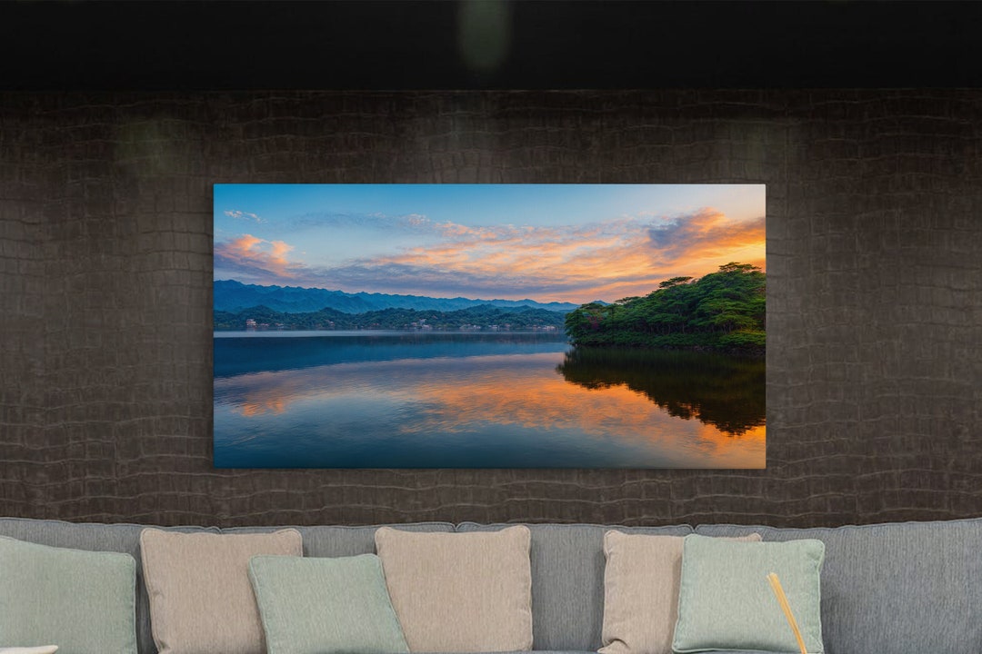 Lake Landscape Stretched Canvas, Nature Wall Art, Ready to Hang