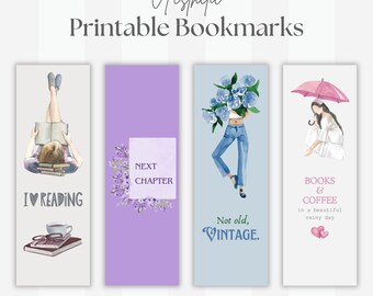 Aesthetic Bookmarks Printable PDF Watercolor Bookmarks For Women Reading Gift Digital Bookmark Set Quote Bookmark