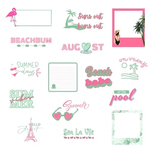 Summer Aesthetic Stickers - August Planner Decor, Digital GoodNotes & Art Journal Set, Seasonal Decor