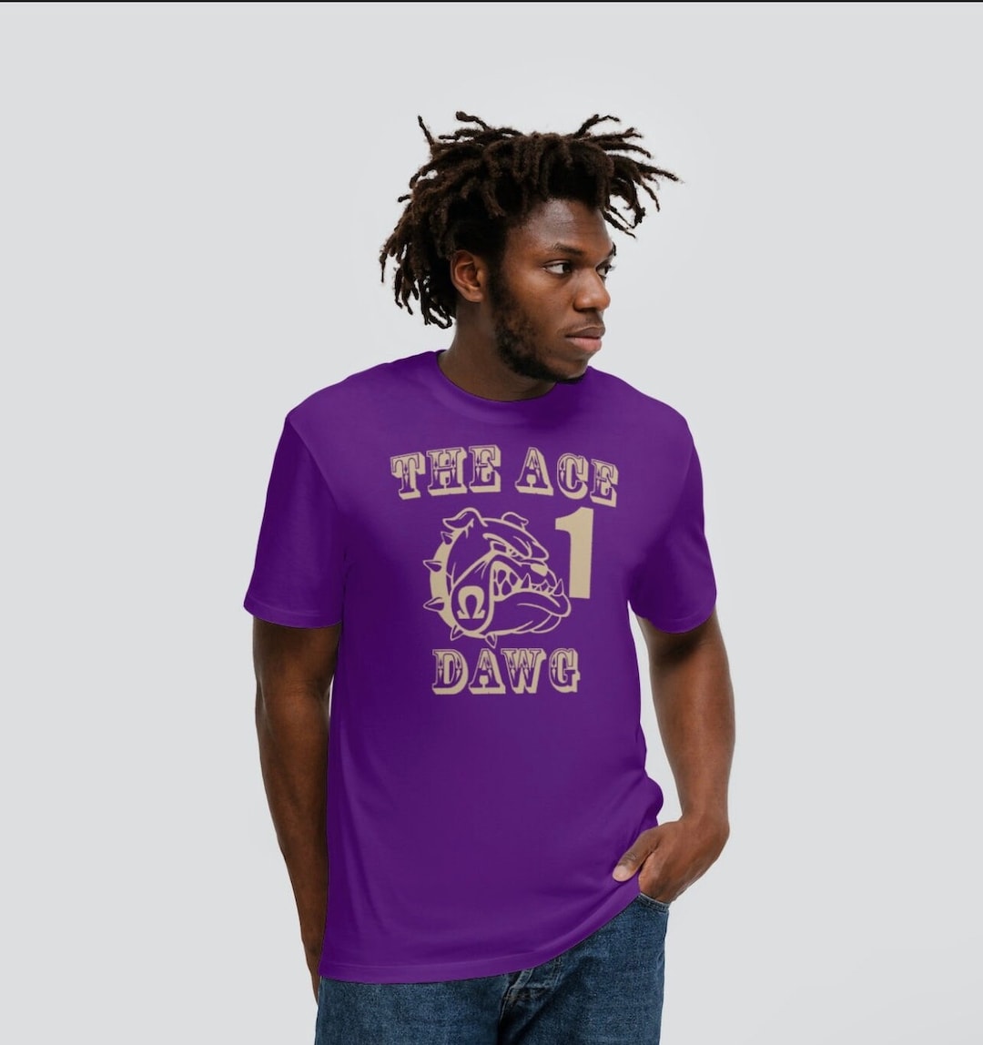 Purple and Gold Omega Psi Phi the Ace Dawg W/ Number - Etsy