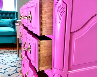 Barbie Inspired Pink Painted Tall Dresser Bureau  **SOLD - Please see description***