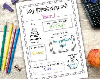My first day of school printable photo prop for children of any school year age, any grade