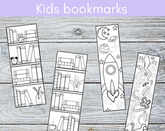 Kids colouring bookmark printables, bookshelf bookmark printable, reading tracker, reading log, cute bookmarks, kids worksheets, books