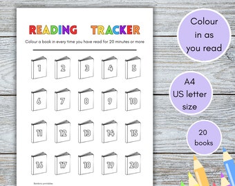 Kids reading tracker, reading log, book tracker, reading journal, coloring tracker, reading challenge, reading chart, reading planner, books