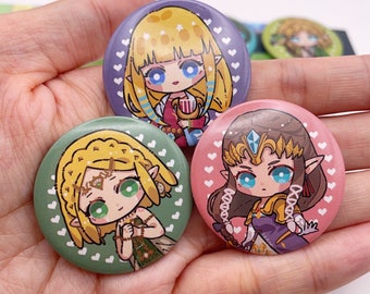 LOZ| Princess Zelda & Link Cute Button pin| Button set| 1.5‘’in