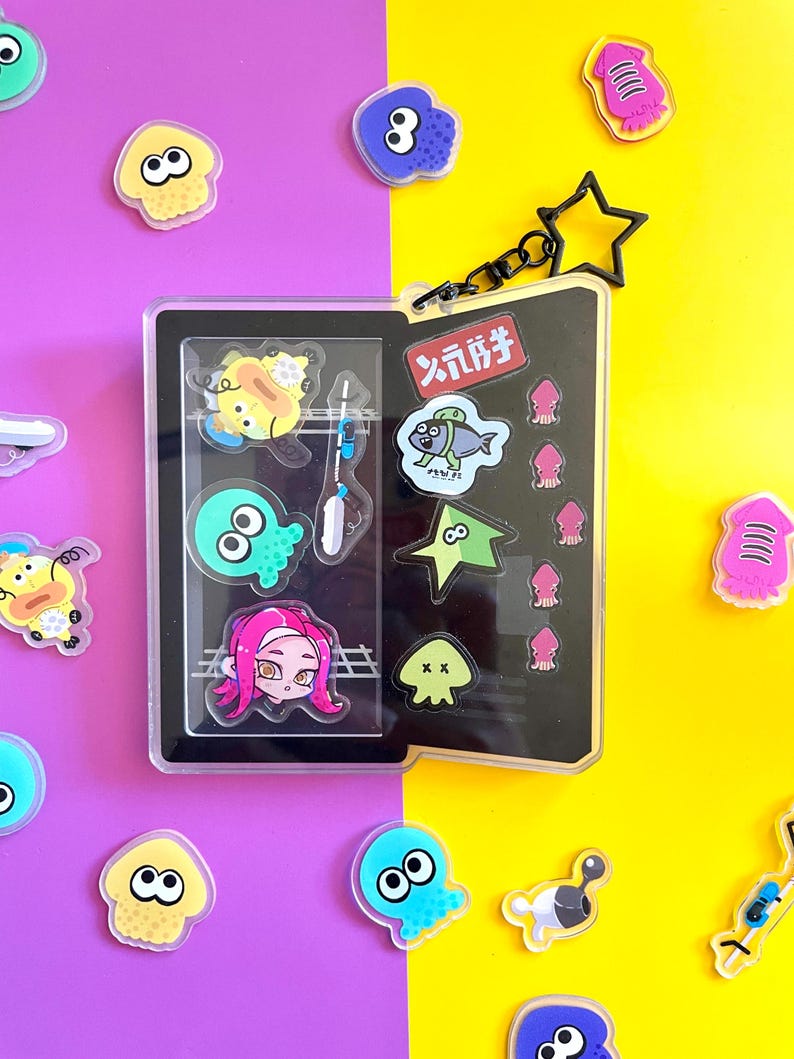 Splashtag Keychains Splatoon | Splatoon3| Splatoon Locker| Shaker Keychain| Openable Shaker ...