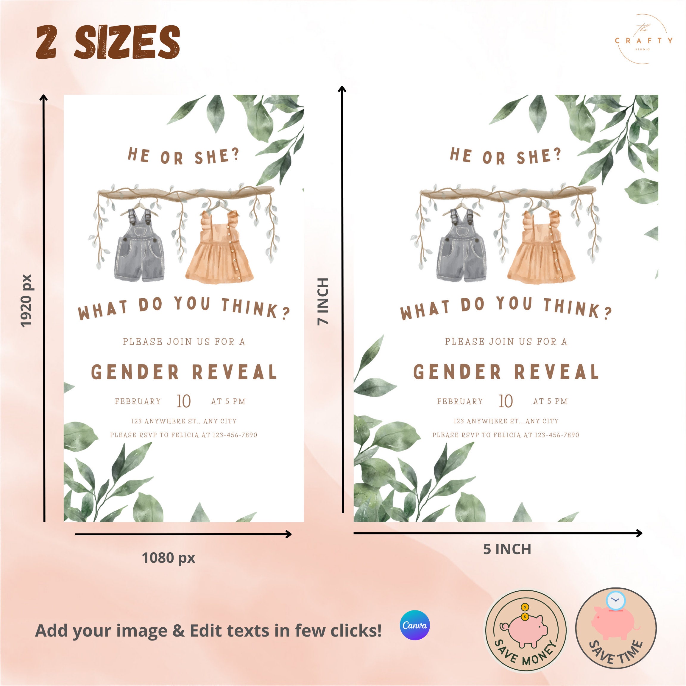 Editable Digital Baby Shower Invitation Gender Reveal Baby Etsy