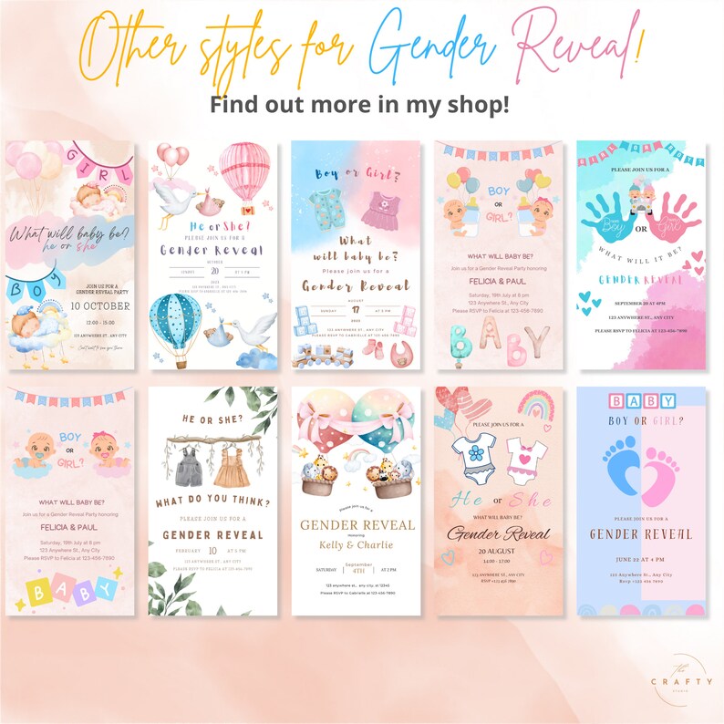 Editable Digital Baby Shower Invitation Gender Reveal Baby Etsy