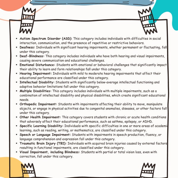 Overview of Disability Classifications under the IDEA