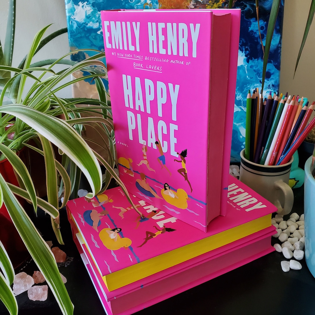 Foreedge Painting Happy Place by Emily Henry Book (PINK) Etsy