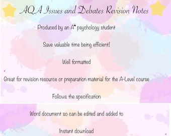 A* AQA A Level Psychology Issues and Debates Revision notes