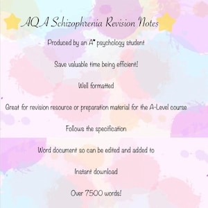 A* AQA A Level Psychology Schizophrenia Revision notes