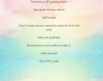 A* AQA A Level Psychology Attachment Revision notes