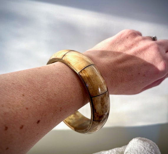 Rustic brass tone bangle bracelet - image 1