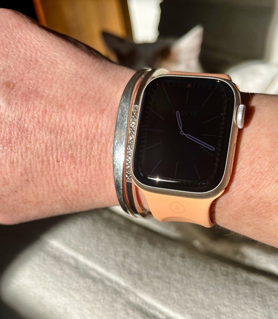 Etched sterling silver stacking cuff bracelet - image 2