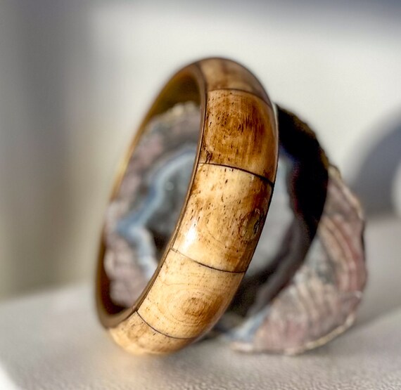 Rustic brass tone bangle bracelet - image 4