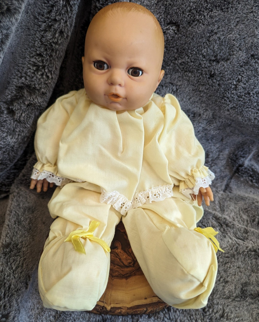 Vintage Uneeda 14 Baby Doll Plastic Head and Hands Stuffed Body, Legs