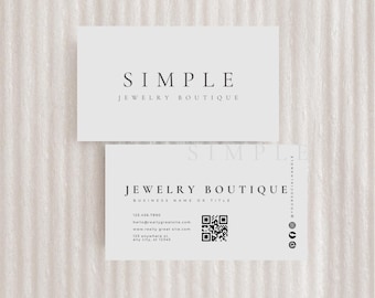 Elegant Business Card Template QR Code | DIY Printable Business Card | Business Branding | Minimal Business Card Canva Luxury Business Card