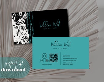 Cow Print Business Card Template | Western Business Card Template | Instant Download