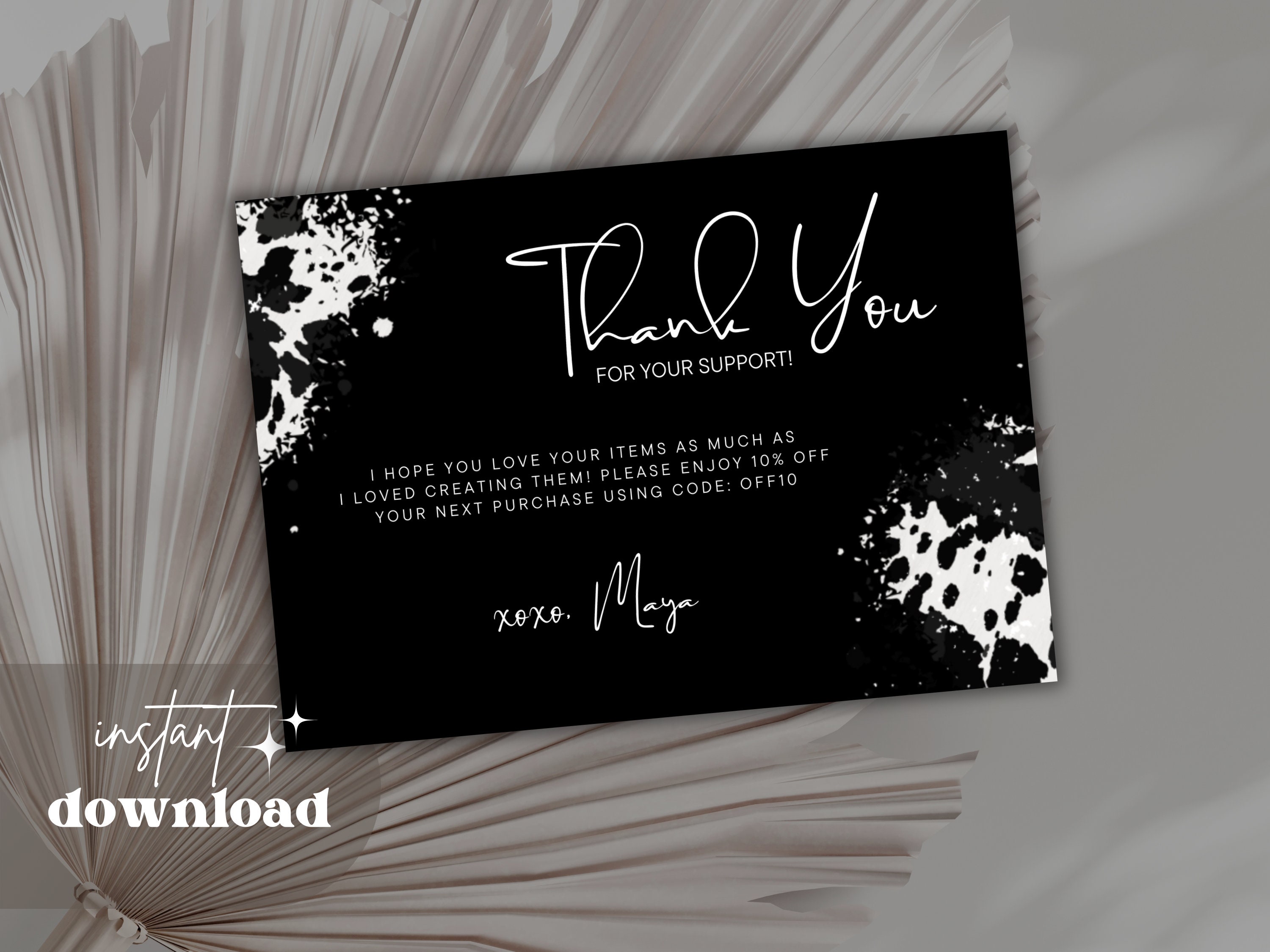 Cow Print Thank You Card Template | Western Style (instant Download) - Etsy