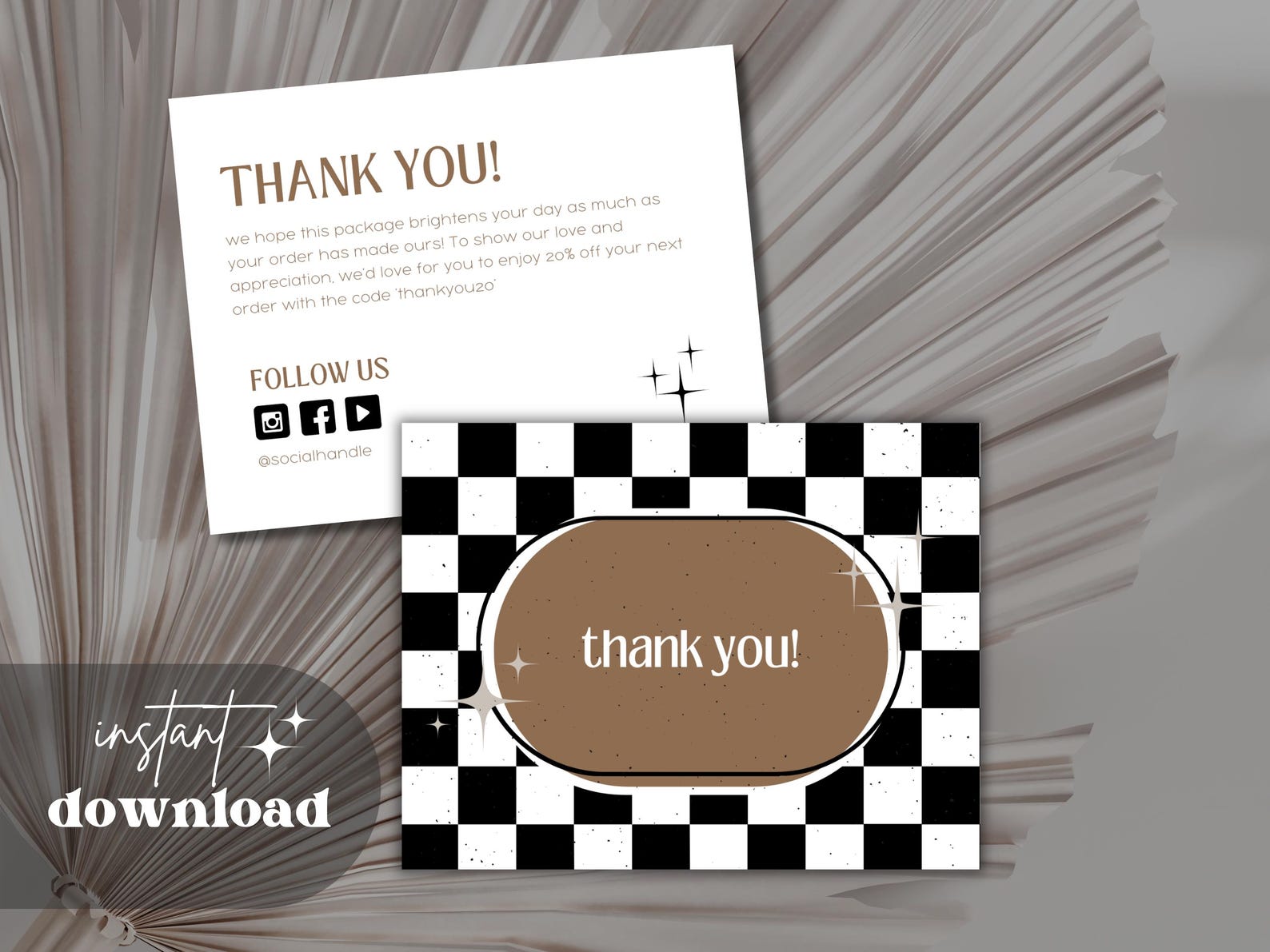 Retro Thank You Card Template | Editable Business Insert (digital ...