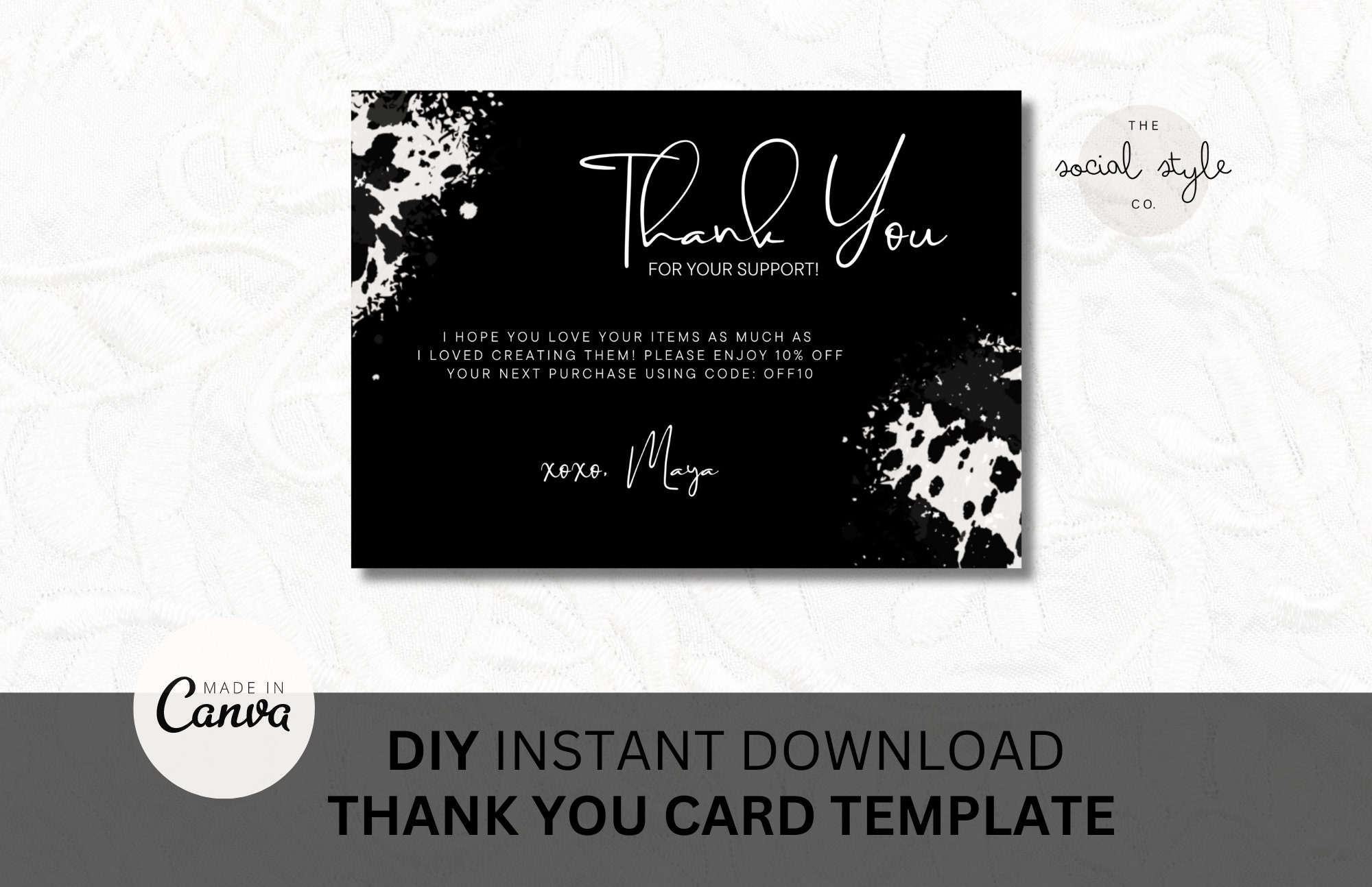 Cow Print Thank You Card Template Western Thank You Card Template ...