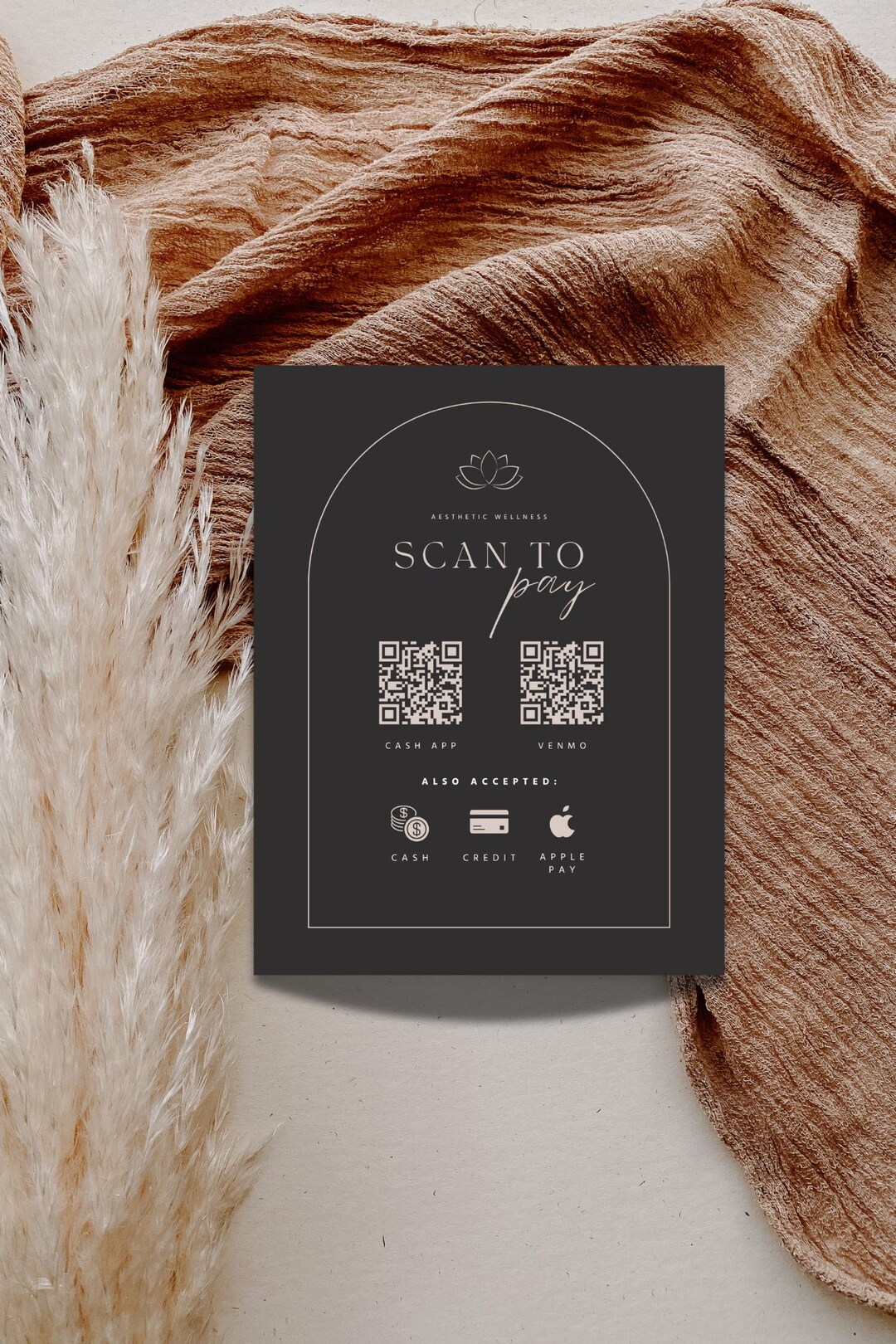 Boho Scan to Pay Sign | QR Code Payment Template (canva) - Etsy
