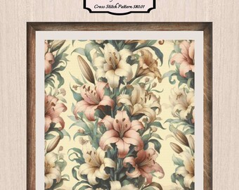 Vårens korsstygnsmönster, blommigt korsstygn, blomkorsstygn, vårens korsstygn, vintage. Korsstygnskollektionen 580.01