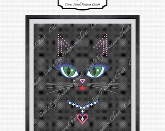 Retro Cat Cross Stitch Pattern, Atomic Cat Cross Stitch, Mid-Century Cross Stitch, Modern Art Cross Stitch, Art Deco Cross Stitch 620.04