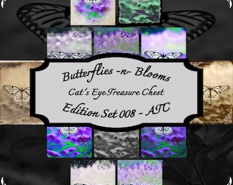 Butterflies -n- Blooms - Edition Set 008 - Artist Trading Cards (ATC) - Printable Digital Download Set