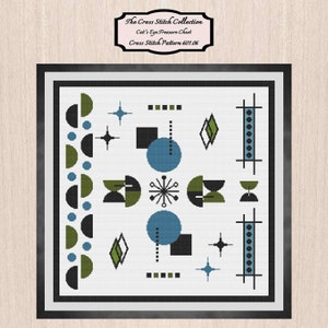 Retro kruissteekpatroon 601.06. Kruissteek uit het midden van de eeuw, kruissteek voor moderne kunst, kruissteek in art-decostijl, de kruissteekcollectie.