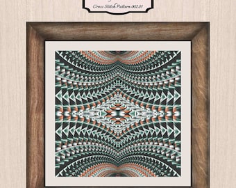 Southwest Cross Stitch Pattern 002.01. Cross Stitch, Modern Art Cross Stitch, Art Deco Cross Stitch, Embroidery. The Cross Stitch Collection