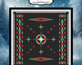 Retro Christmas Cross Stitch Pattern, Mid-Century Cross Stitch, Modern Art Cross Stitch, Art Deco Cross Stitch, Holiday Cross Stitch 603.13