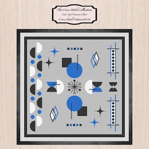 Retro kruissteekpatroon 601.03. Kruissteek uit het midden van de eeuw, kruissteek voor moderne kunst, kruissteek in art-decostijl, de kruissteekcollectie.