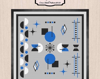 Retro Cross Stitch Pattern 601.03. Mid-Century Cross Stitch, Modern Art Cross Stitch, Art Deco Cross Stitch, The Cross Stitch Collection.