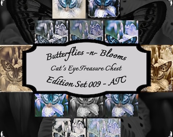 Butterflies -n- Blooms - Edition Set 009 - Artist Trading Cards (ATC) - Printable Digital Download Set