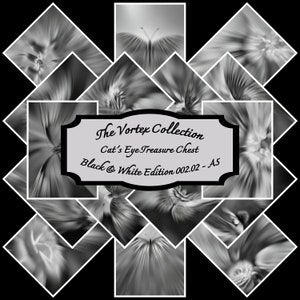 Junk Journal Paper, Scrapbook Paper, Ephemera Pages - A5 Printable Digital Download Set - The Vortex Collection - Black & White Ed. 002.02