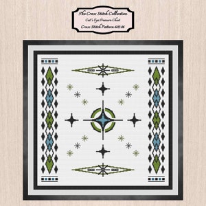 Retro kruissteekpatroon 602.06. Kruissteek uit het midden van de eeuw, kruissteek voor moderne kunst, kruissteek in art-decostijl, de kruissteekcollectie.