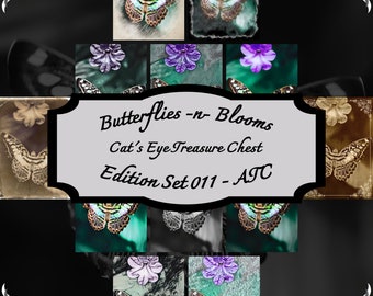 Butterflies -n- Blooms - Edition Set 011 - Artist Trading Cards (ATC) - Printable Digital Download Set