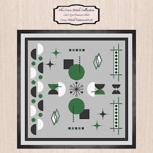 Retro kruissteekpatroon 601.02. Kruissteek uit het midden van de eeuw, kruissteek voor moderne kunst, kruissteek in art-decostijl, de kruissteekcollectie.