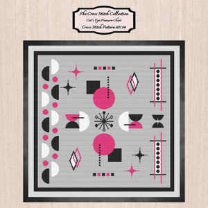 Retro kruissteekpatroon 601.04. Kruissteek uit het midden van de eeuw, kruissteek voor moderne kunst, kruissteek in art-decostijl, de kruissteekcollectie.