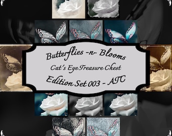 Butterflies -n- Blooms - Edition Set 003 - Artist Trading Cards (ATC) - Printable Digital Download Set